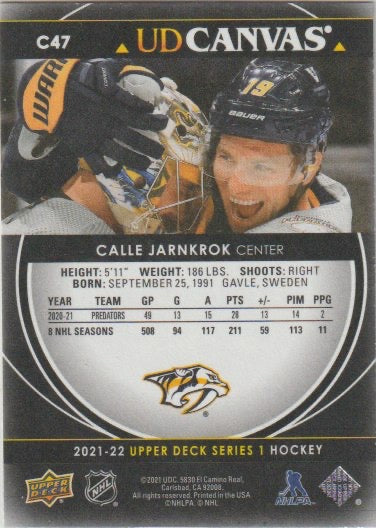 NHL 2021-22 Upper Deck Canvas Black - No C47 - Calle Jarnkrok