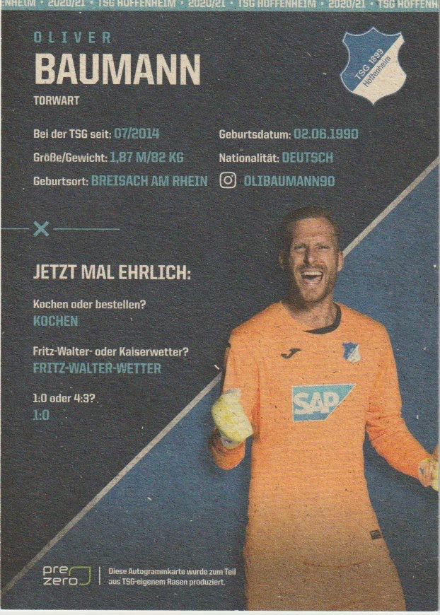 Fussball - Autogramm - Oliver Baumann