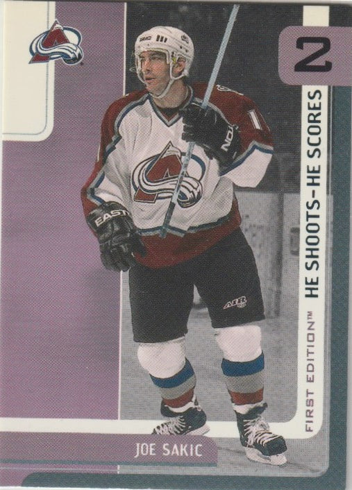 NHL 2002-03 BAP First Edition He Shoots - He Scores Points - No 15 - Joe Sakic