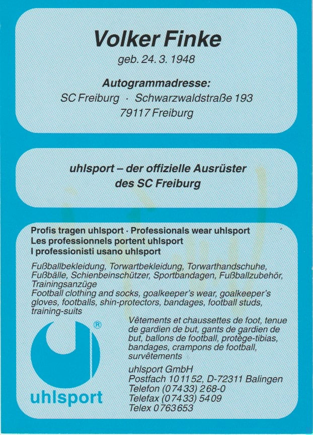 Fussball - Autogramm - Volker Finke