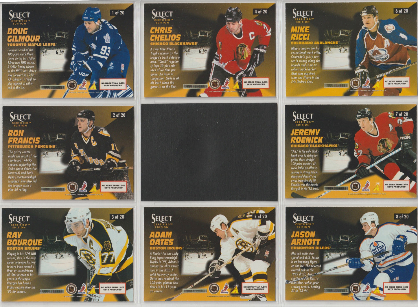 NHL 1995-96 Select Certified Double Strike - No 1 von 20 bis 20 von 20 - kompletter Satz