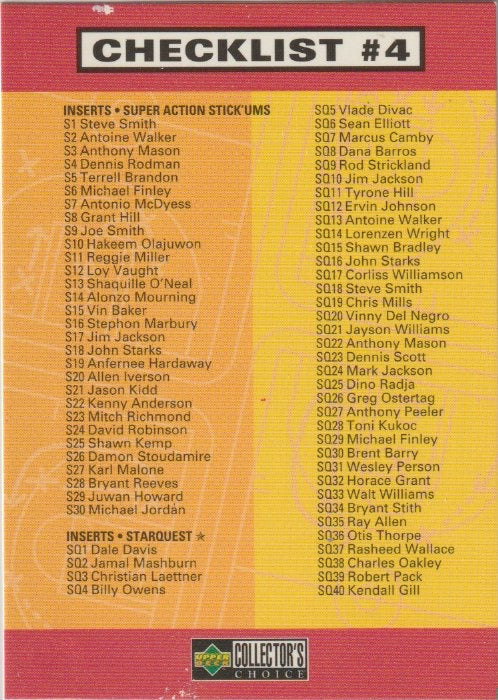 NBA 1997-98 Collector's Choice - No 199 - Checklist No 4