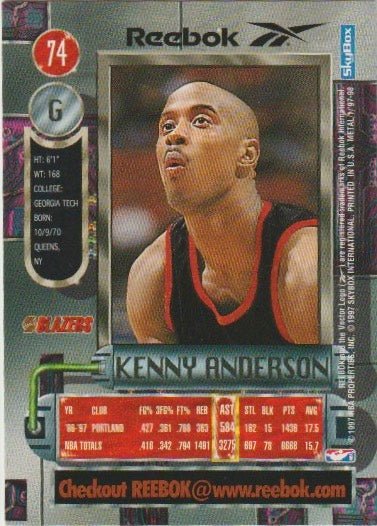 NBA 1997-98 Metal Universe Reebok Chase Bronze - No 74 - Kenny Anderson