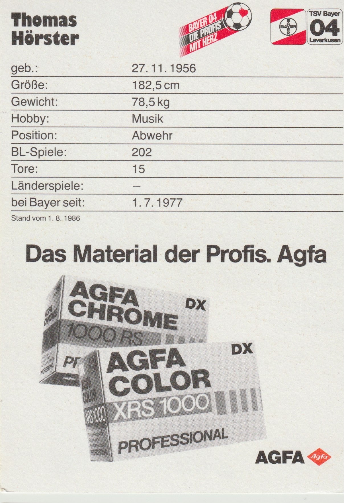 Fussball - Autogramm - Thomas Hörster