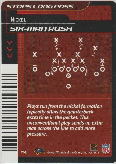 NFL 2001 Showdown 1st Edition Plays - No P69 - Six-Man Rush