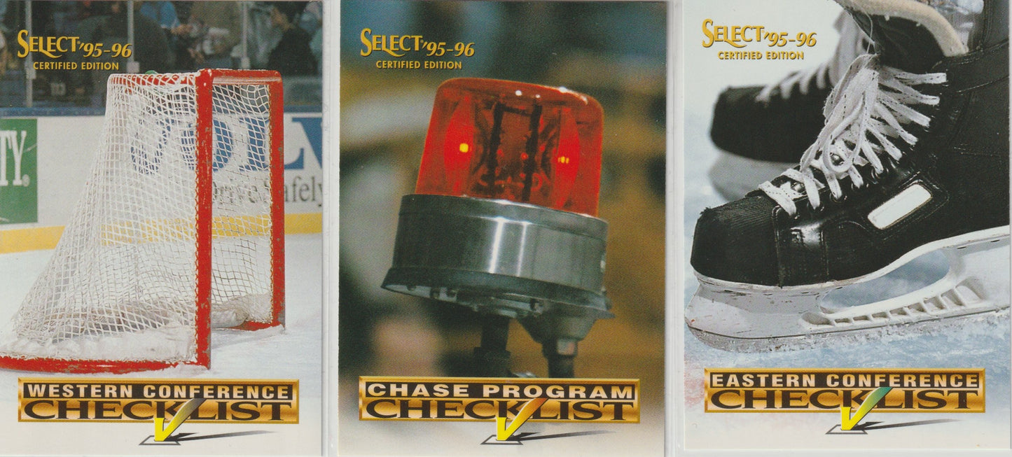 NHL 1995-96 Select Certified Checklists - No 1 - 7  - kompletter Satz