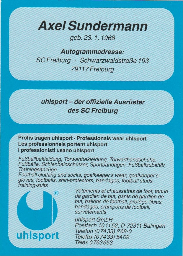 Fussball - Autogramm - Axel Sundermann