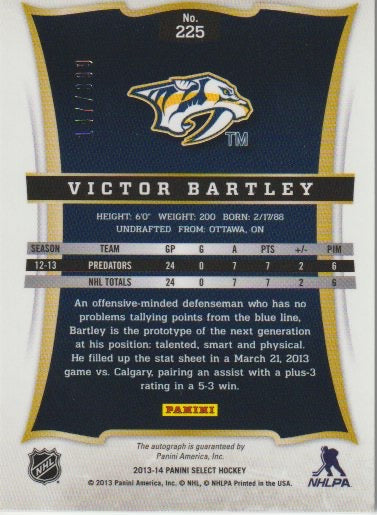 NHL 2013-14 Select - No 225 - Victor Bartley