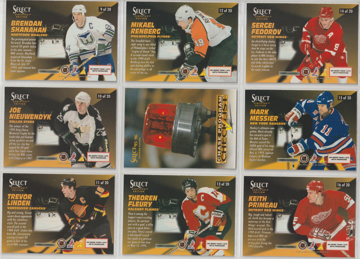 NHL 1995-96 Select Certified Double Strike - No 1 von 20 bis 20 von 20 - kompletter Satz