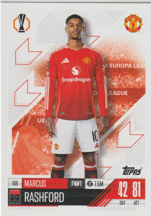 Soccer 2024-25 Match Attax UEFA Champions League - No 108 - Marcus Rashford