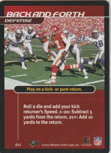 NFL 2001 Showdown 1st Edition Strategy - No S11 - Chiefs vs. Seahawks