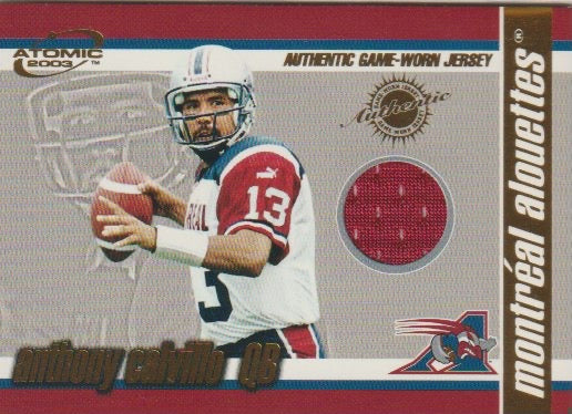 NFL 2003 Atomic CFL Game Worn Jerseys - No 9 - Anthony Calvillo