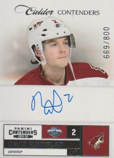 NHL 2011-12 Panini Contenders - No 239 - David Rundblad