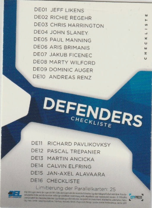 DEL 2008 / 09 CityPress Defenders/Sharpshooters - No NN0 - Checkliste