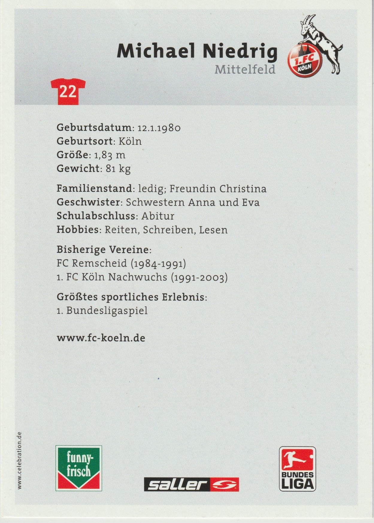 Fussball - Autogramm - Michael Niedrig