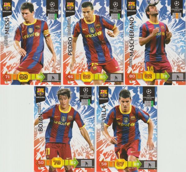 Fussball 2010-11 Panini Adrenalyn XL Champions League - No 18 - 31 - komplettes Basis Set FC Barcelona