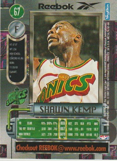 NBA 1997-98 Metal Universe Reebok Chase Bronze - No 67 - Shawn Kemp