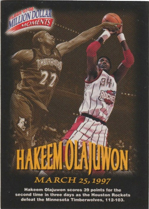 NBA 1997-98 Fleer Million Dollar Moments - No 20 - Hakeem Olajuwon